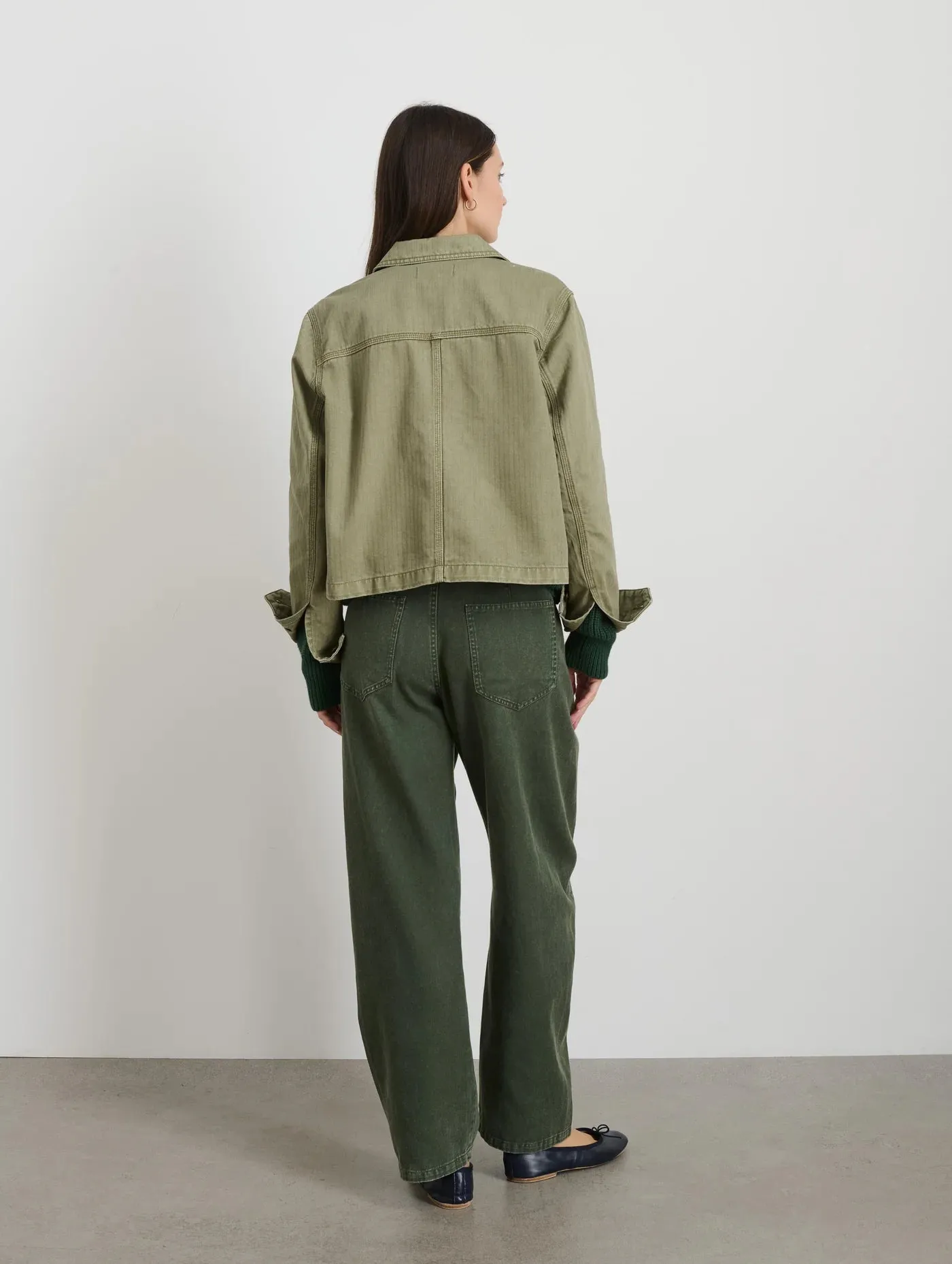Marfa Work Jacket In Herringbone - Vintage Olive