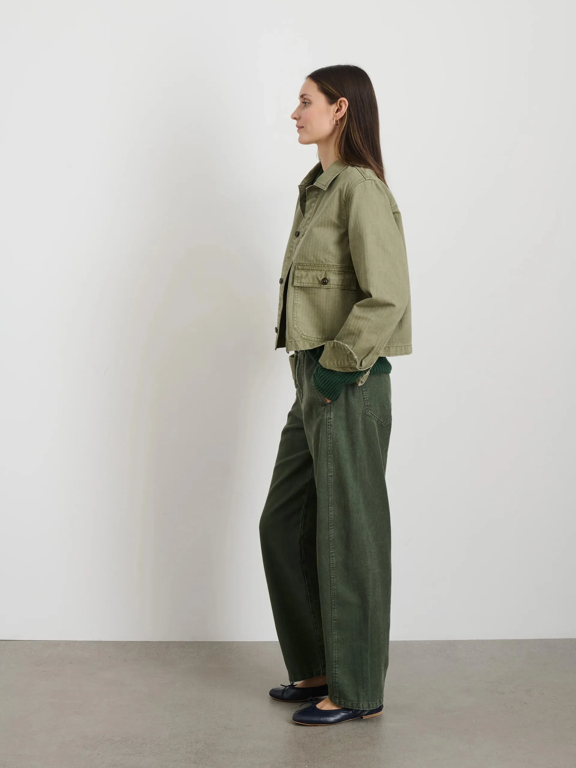 Marfa Work Jacket In Herringbone - Vintage Olive