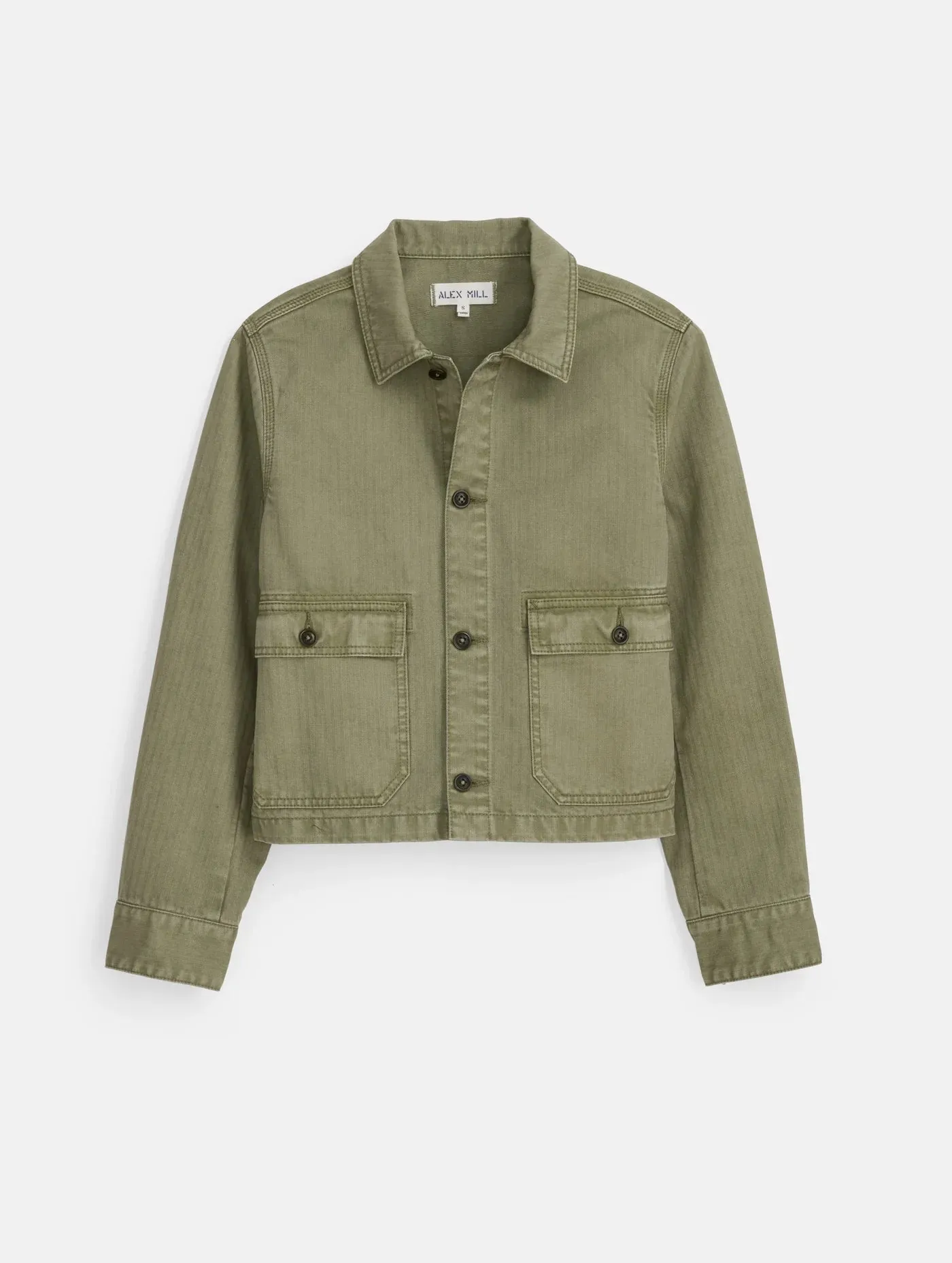 Marfa Work Jacket In Herringbone - Vintage Olive