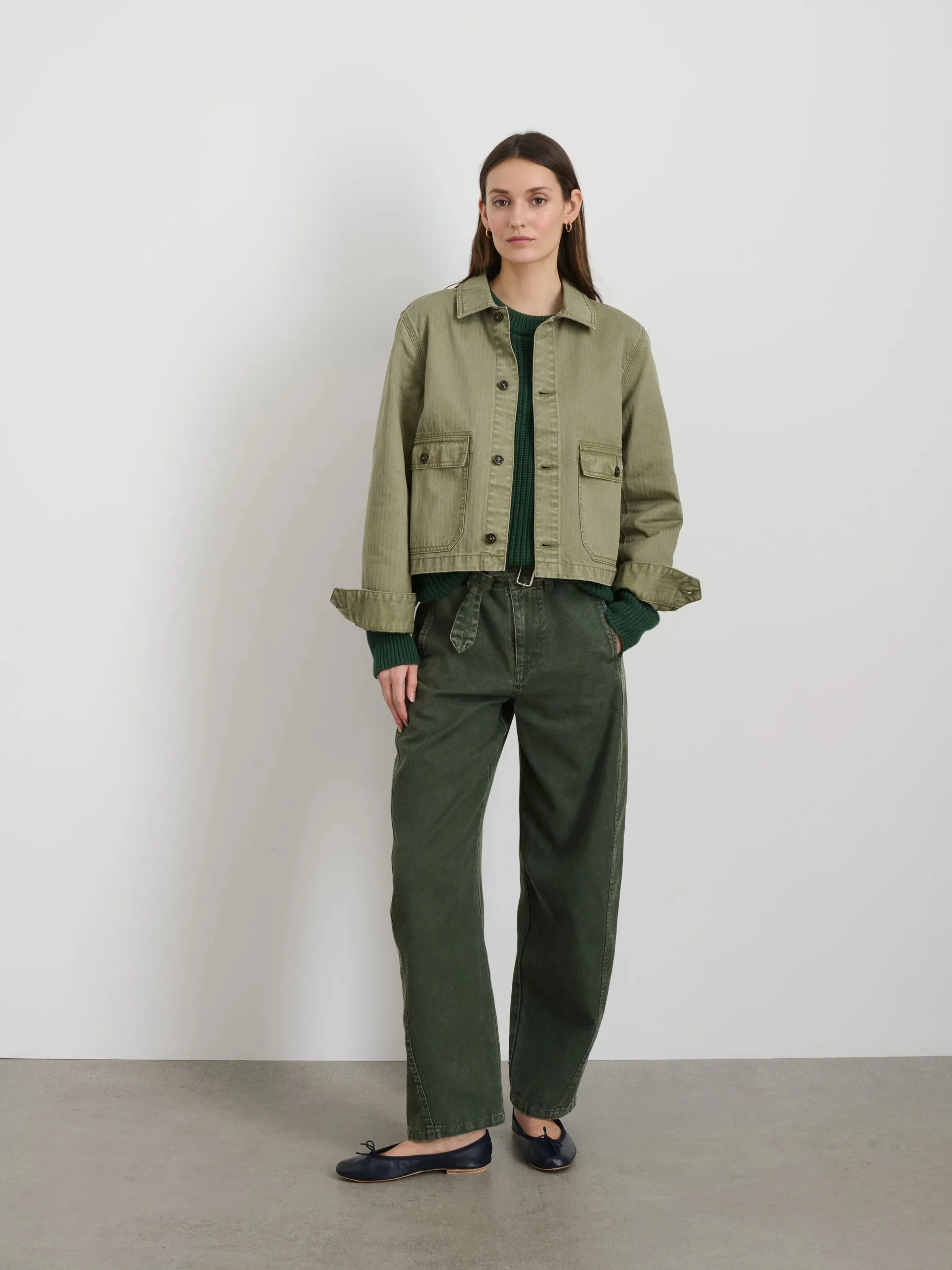 Marfa Work Jacket In Herringbone - Vintage Olive
