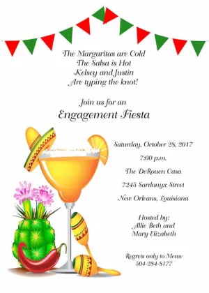 MARGARITA AND SMALL FLAGS CUSTOM INVITATION