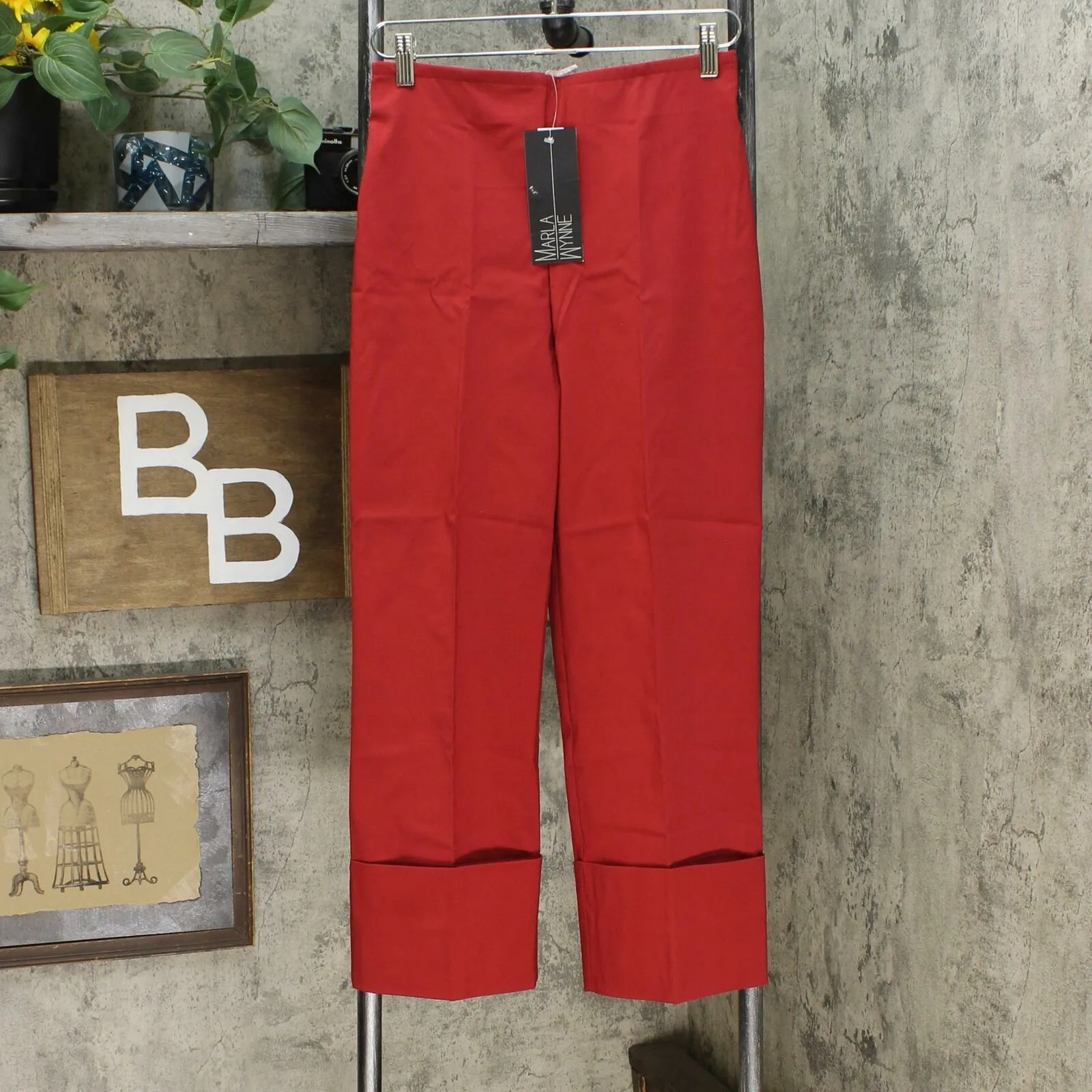 MarlaWynne Women's Twill FLATTERfit Cropped Pants With Cuff