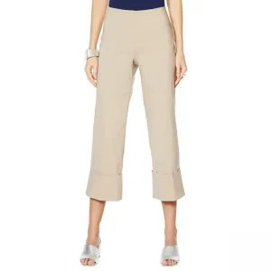 MarlaWynne Women's Twill FLATTERfit Cropped Pants With Cuff