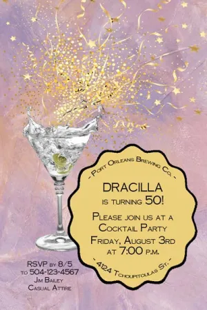 MARTINI AND CONFETTI CUSTOM INVITATION