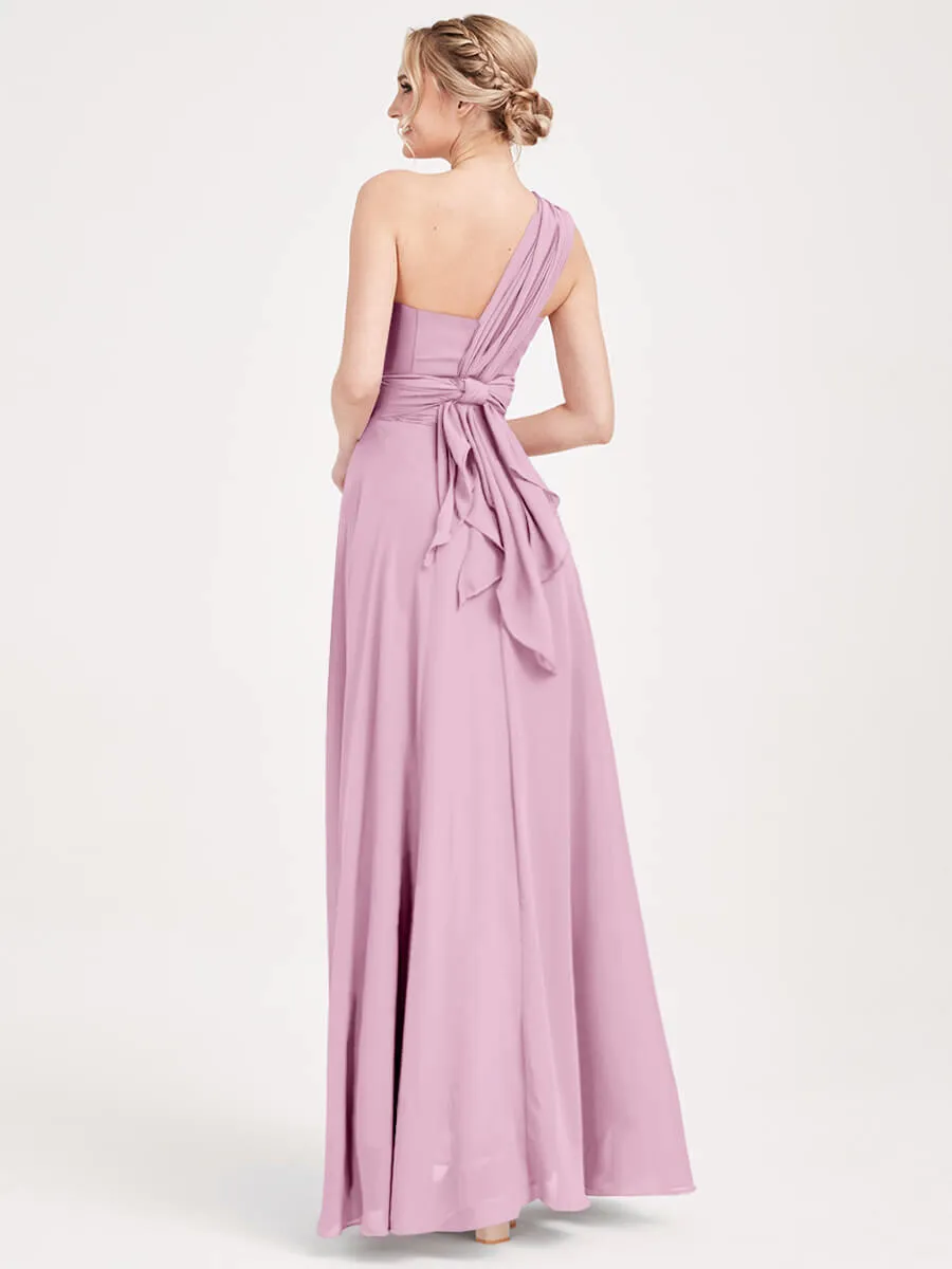 Mauve Convertible Chiffon Bridesmaid Dress Wrap Floor Length Gown