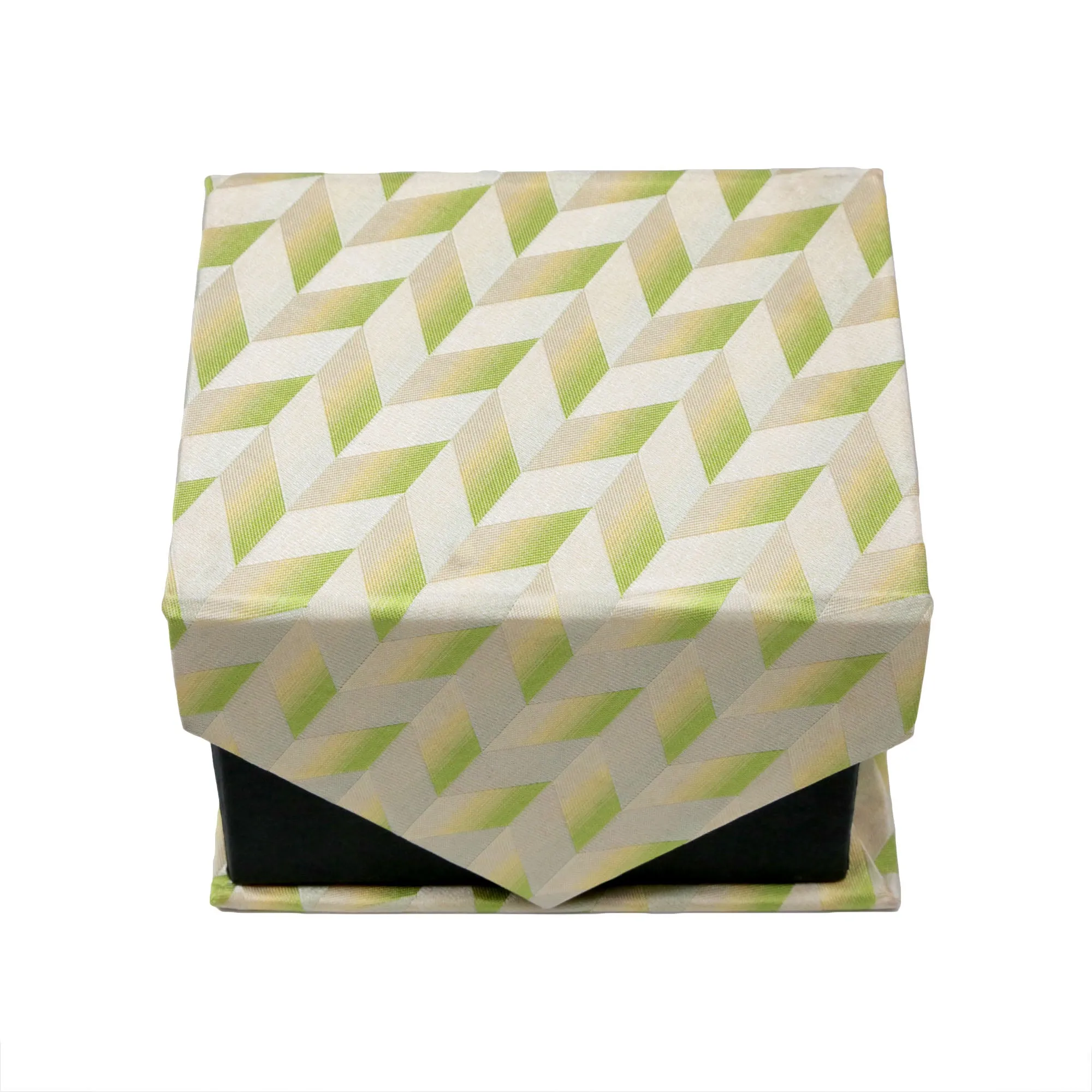 Men's Green Boxy Pattern Design 4-pc Necktie Box Set
