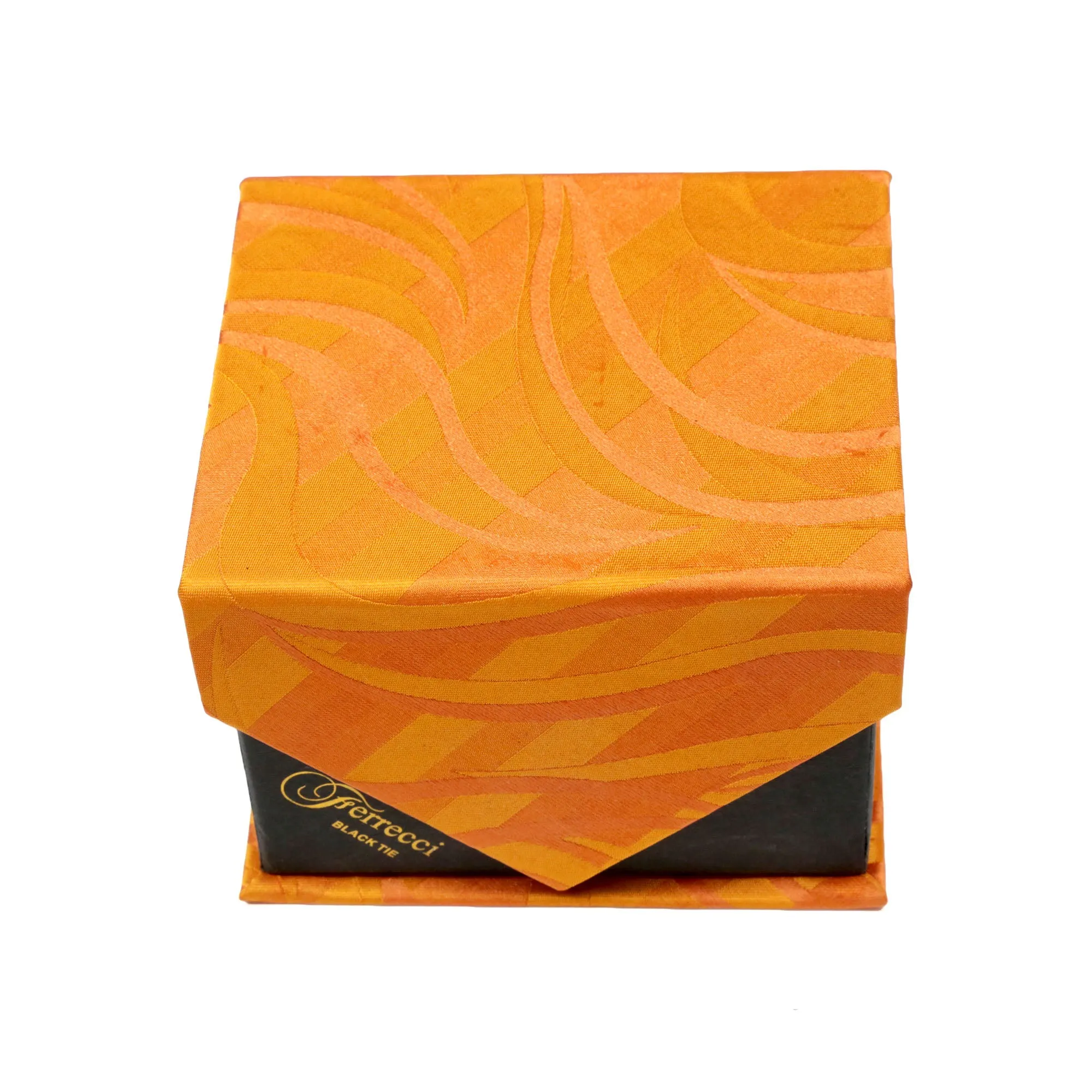 Men's Orange Geometric Pattern Design 4-pc Necktie Box Set