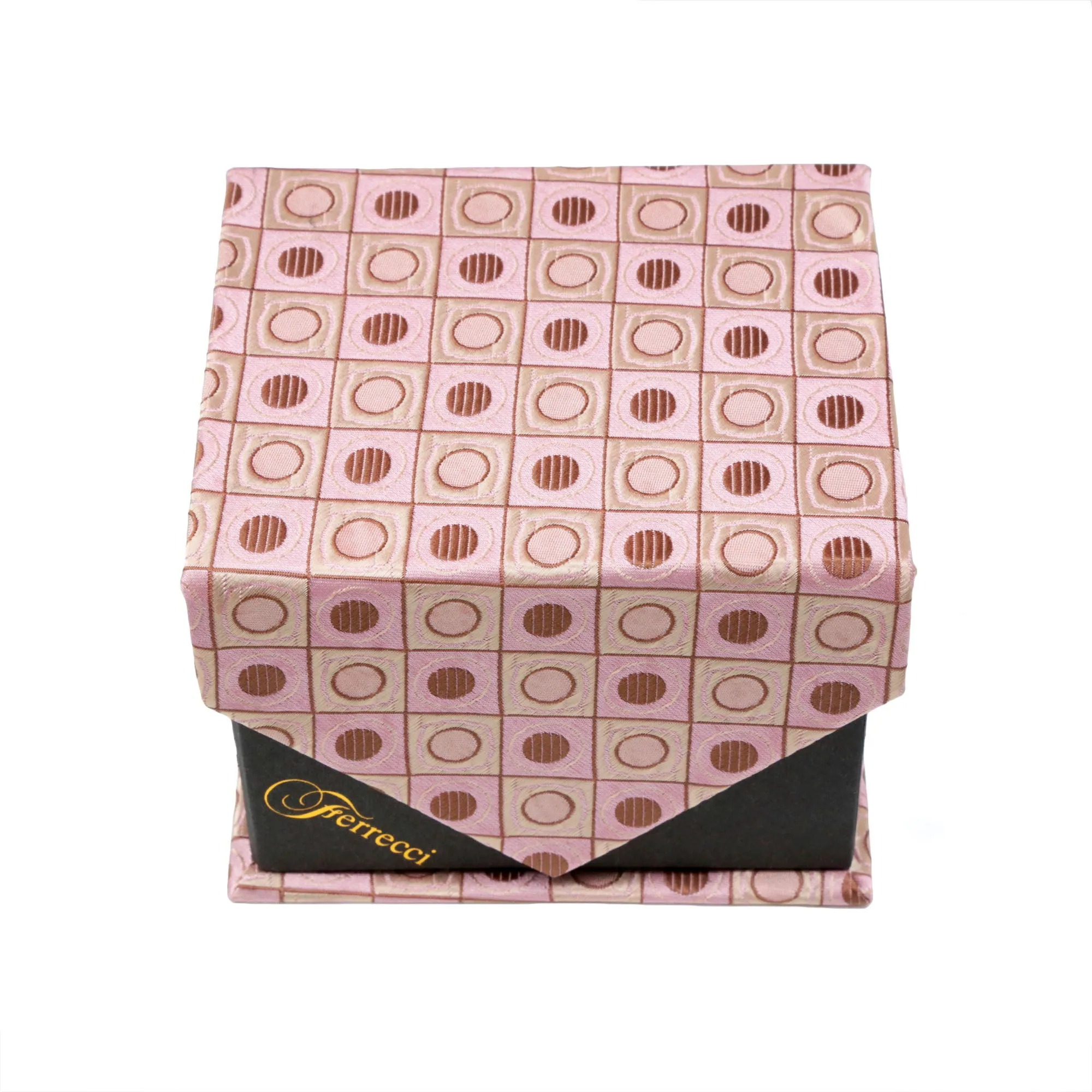 Men's Pink Geometric Pattern Design 4-pc Necktie Box Set