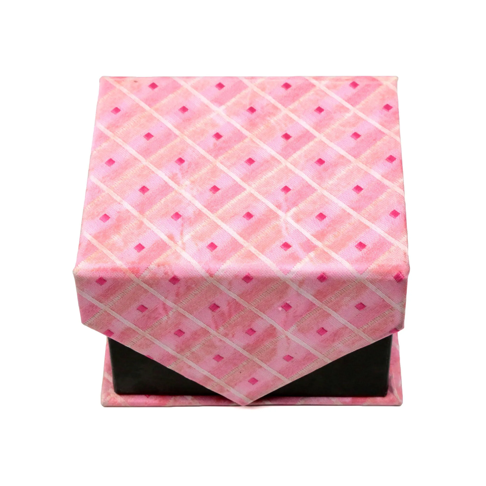 Men's Pink Squared Geometric Pattern Design 4-pc Necktie Box Set