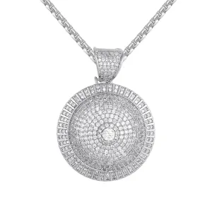 Men's Solitaire 3D  Circle mini Medallion Pendant Chain
