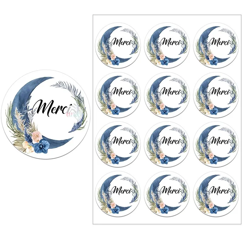 Merci Stickers Labels for Parties Wedding Small Business Stickers Packaging Seal Labels Thank You Stickers Baking Gift Bag