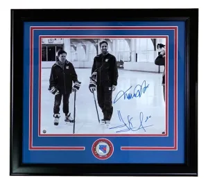 Michael J Fox Henrik Lundqvist Signed Framed 11x14 Hockey Photo Steiner Holo