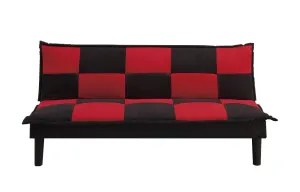 Microfiber Adjustable Couch In Black And Red Checker