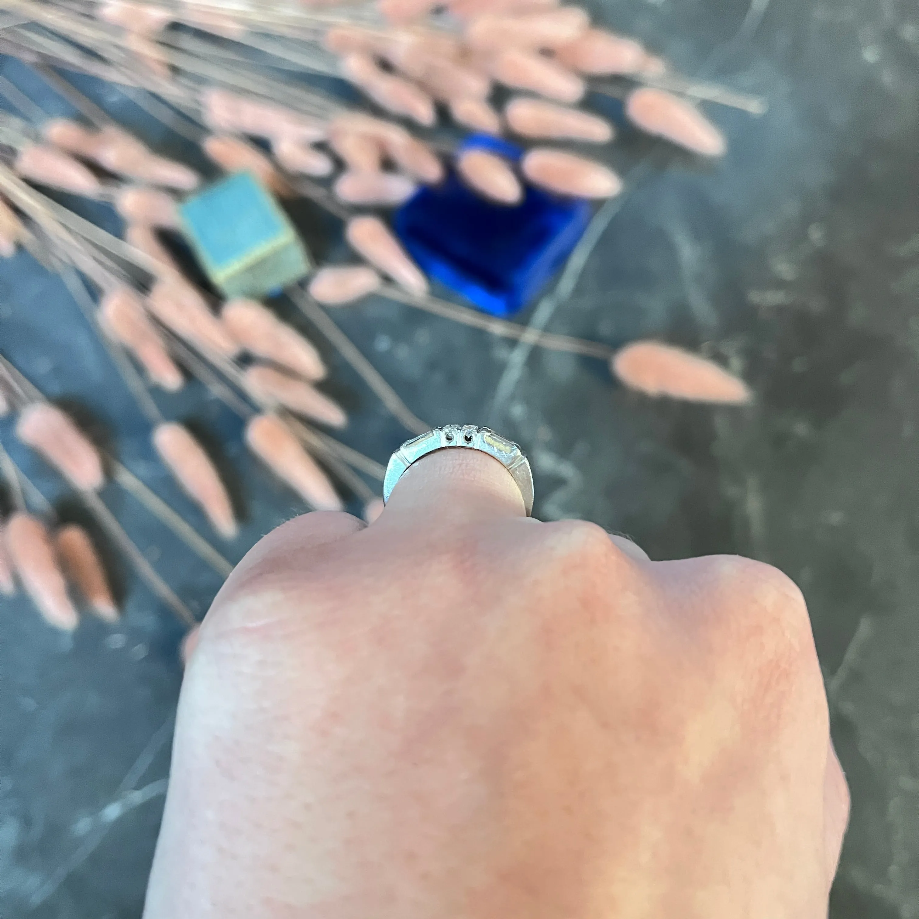 Mid-Century 0.55 CTW Diamond Platinum Band Ring