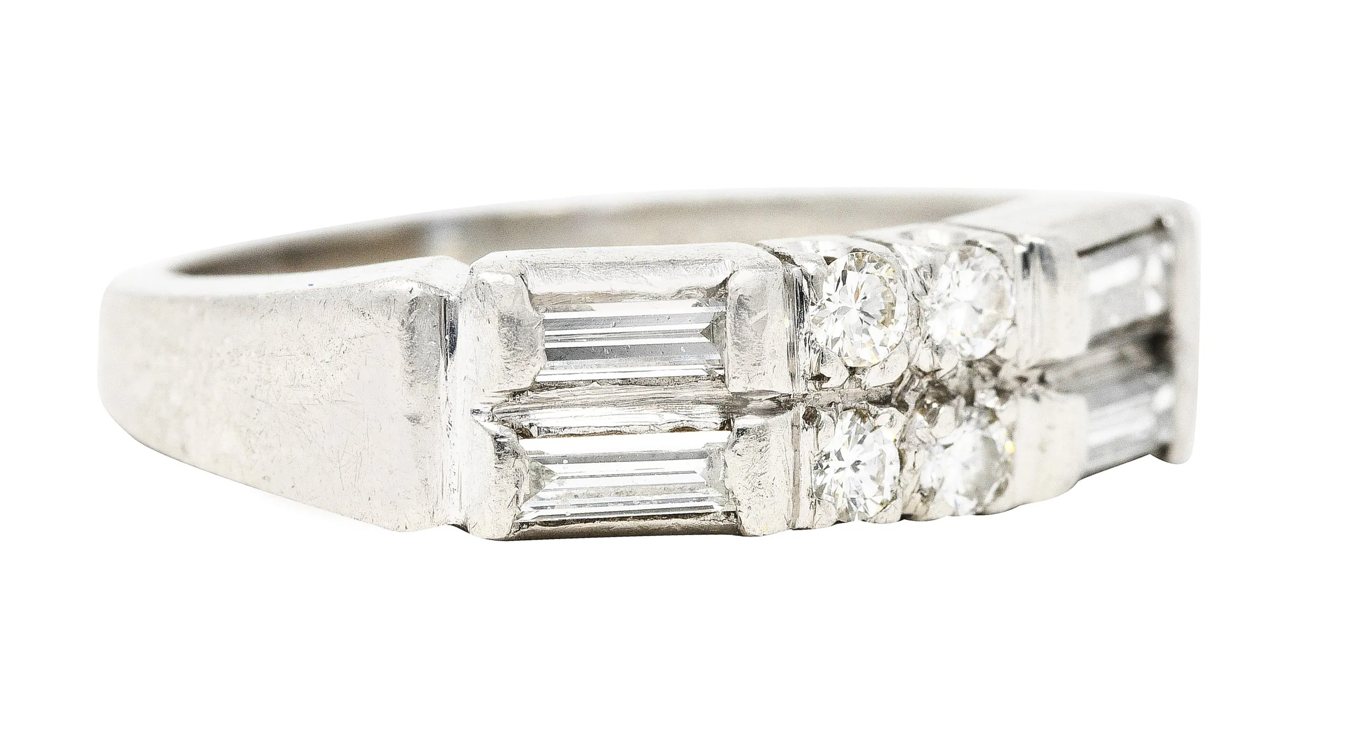 Mid-Century 0.55 CTW Diamond Platinum Band Ring