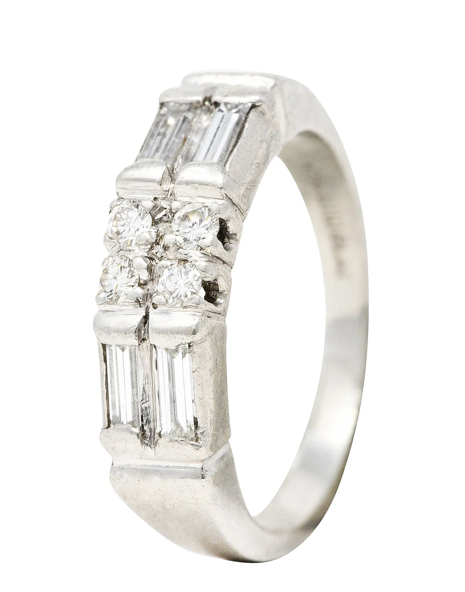 Mid-Century 0.55 CTW Diamond Platinum Band Ring