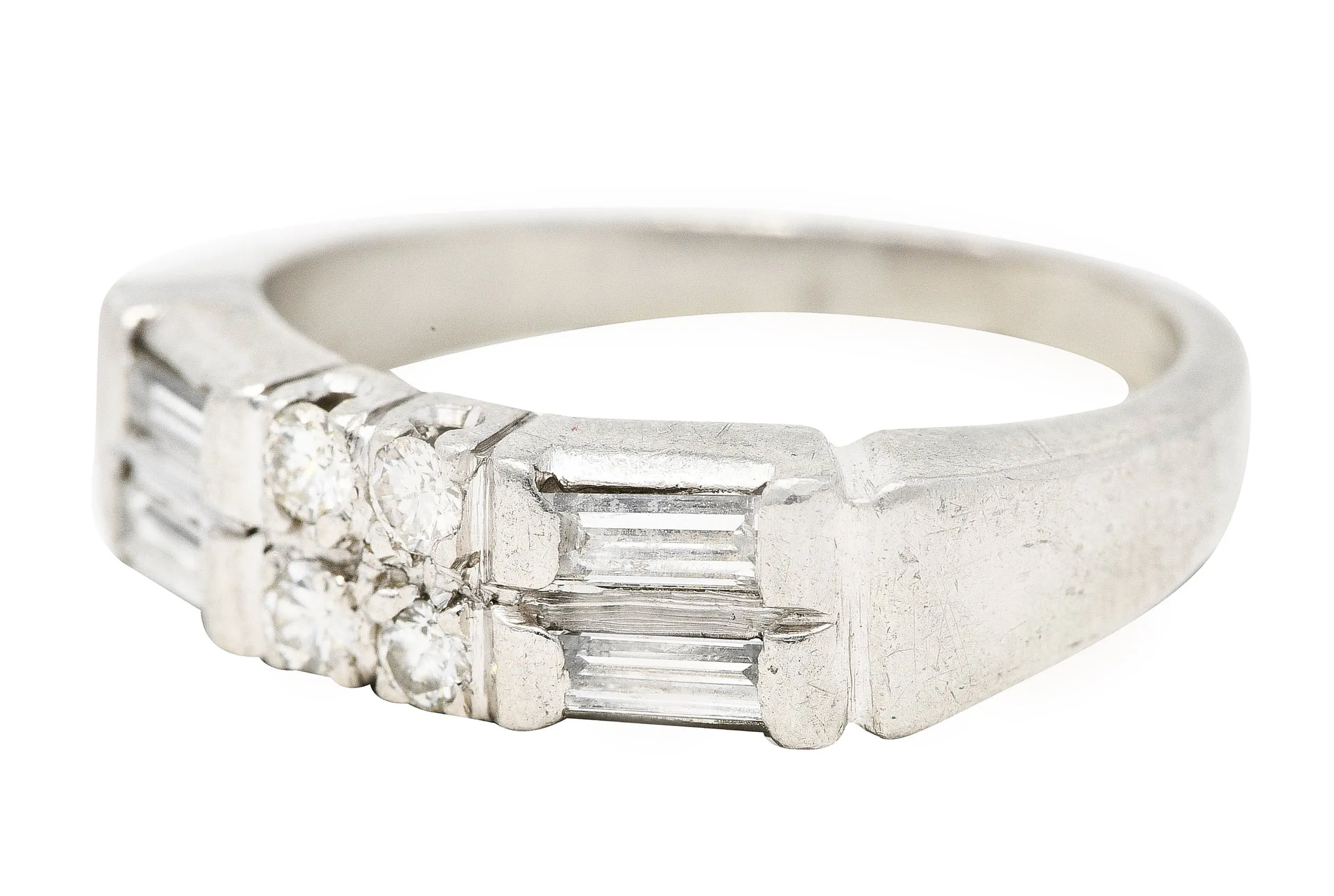 Mid-Century 0.55 CTW Diamond Platinum Band Ring
