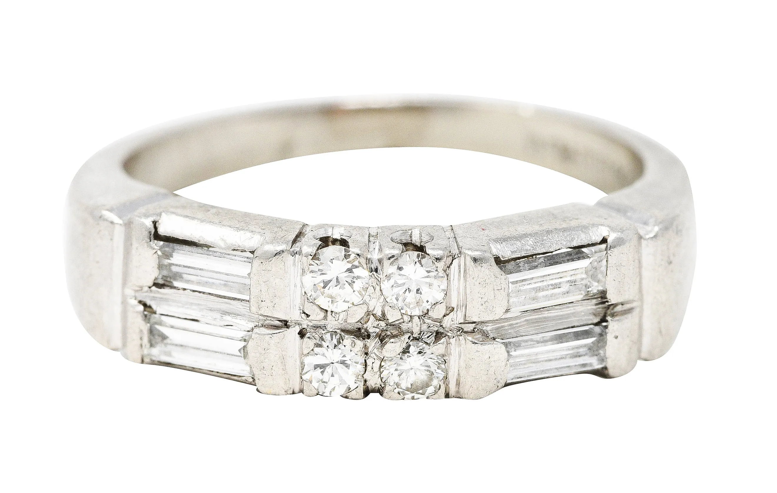 Mid-Century 0.55 CTW Diamond Platinum Band Ring