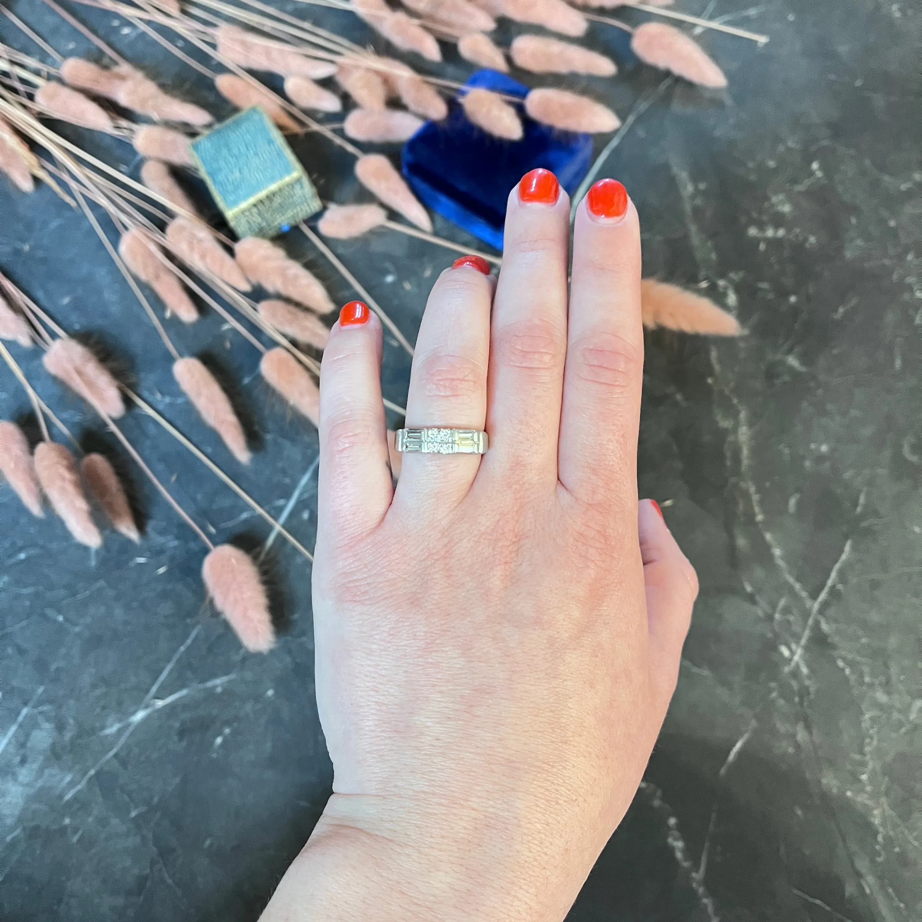 Mid-Century 0.55 CTW Diamond Platinum Band Ring