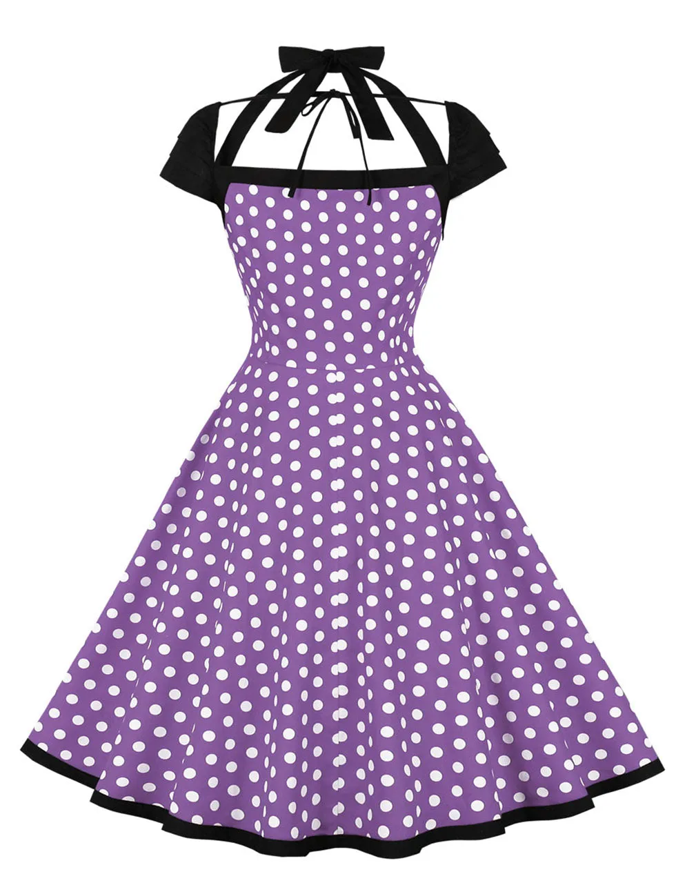 Minnie 1950s Polka Dot Cap Sleeve Vintage Swing Dress