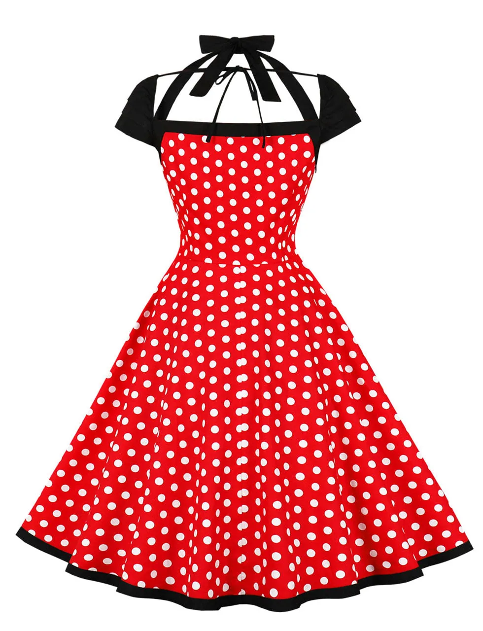 Minnie 1950s Polka Dot Cap Sleeve Vintage Swing Dress