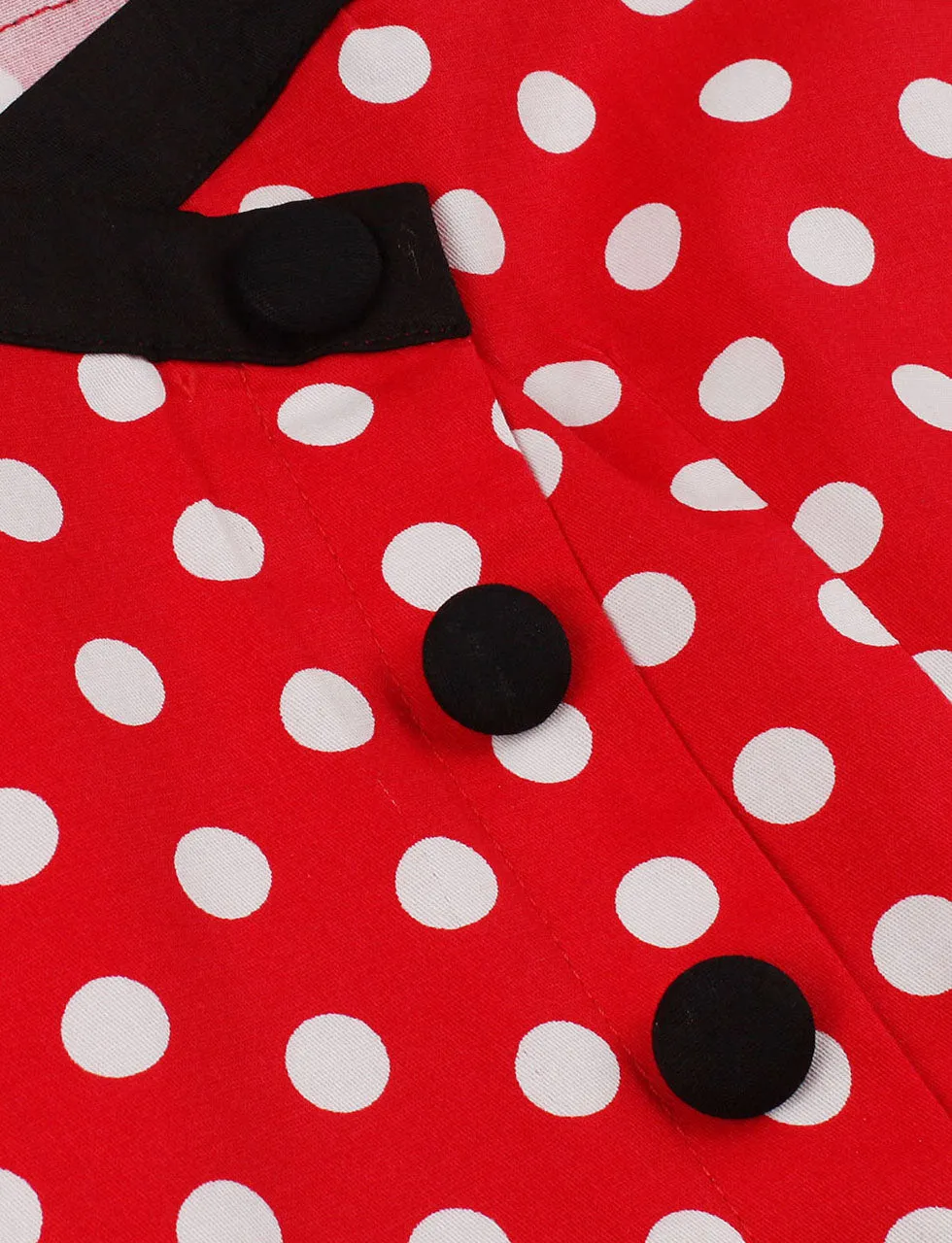Minnie 1950s Polka Dot Cap Sleeve Vintage Swing Dress