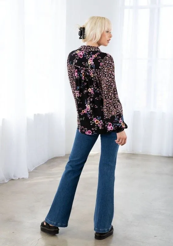 Mixed Challis Print Top