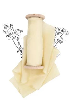 Narcissus Pale Yellow White Silk Ribbon in Habotai