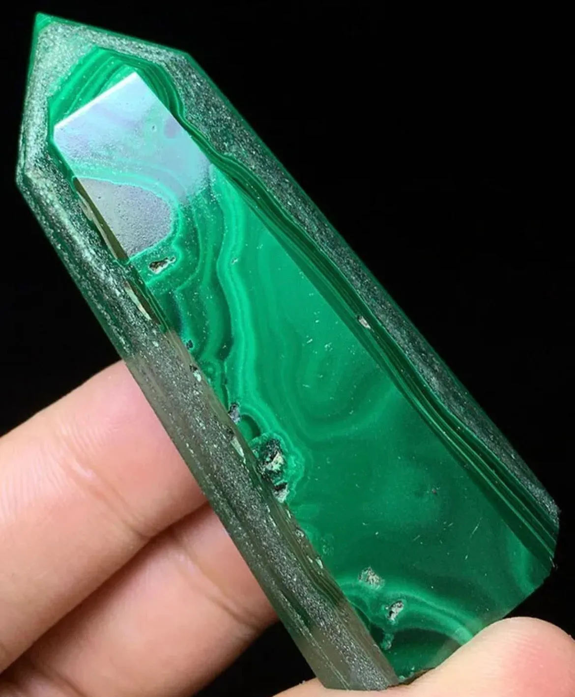 Natural Malachite Wand obelisk tower point crystal reiki point gemstone semiprecious