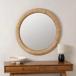 Natural Rattan Round Mirror