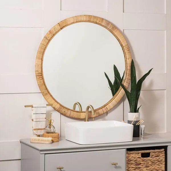 Natural Rattan Round Mirror