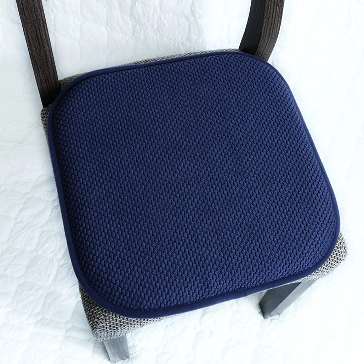 New Marina Decoration Premium Thick Comfortable Cushion Memory Foam Chair Pads Honeycomb Pattern Nonslip Rubber Back Seat Topper Rounded Square 16 x 16 Seats Cover for Kitchen Chairs, 6 Pack Navy Blue, Retail $115 