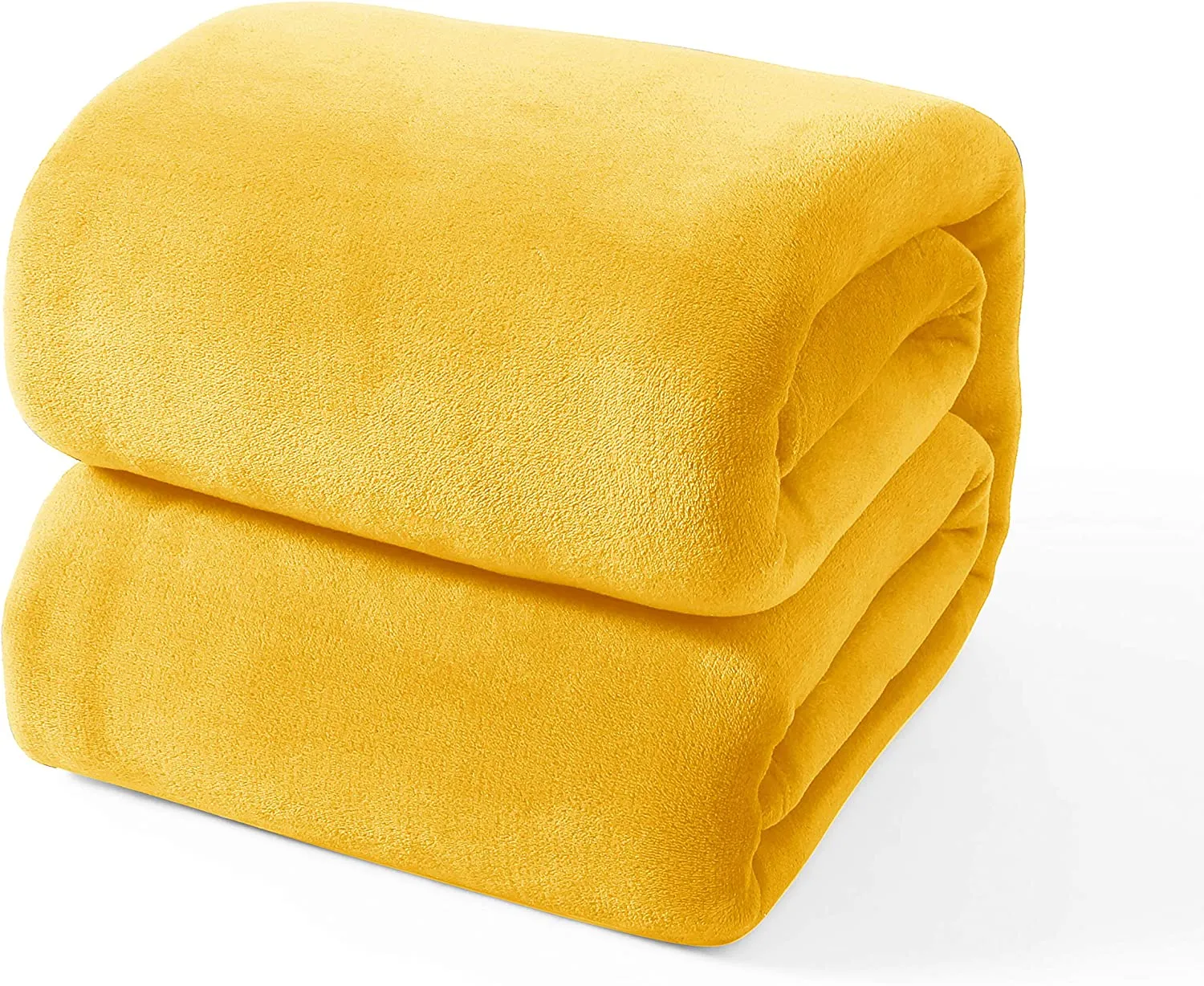 New Safdie & Co. Mustard Yellow Tranquility Flannel Blanket for Bed or Sofa, Fluffy Microfiber Flannel Blanket Large 60"X80"
