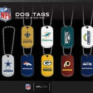 NFL Football Dog Tags in 2 inch Toy Capsules DISCONTINUED BY MANUFACTURER