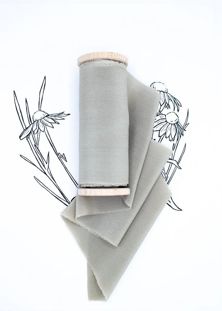 Niagara Blue Silk Ribbon in Crepe de Chine