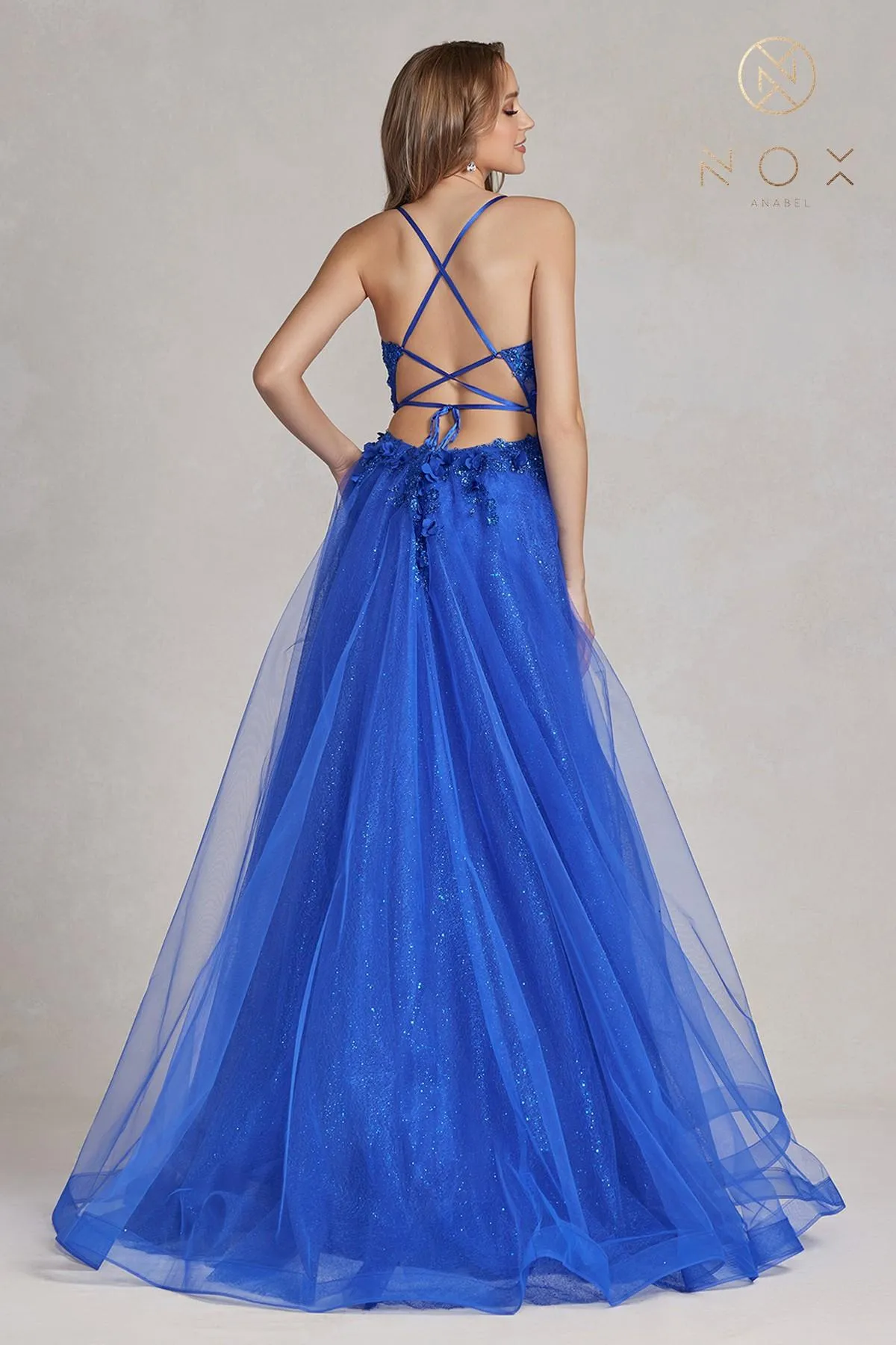 Nox Anabel C1113 Floor Length A-Line Ball Gown with Pockets and Slit