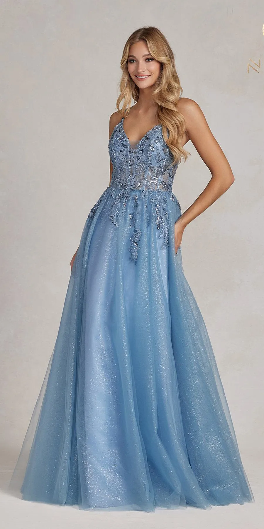 Nox Anabel E1125 Floor Length A-Line Sleeveless Tulle Ball Gown