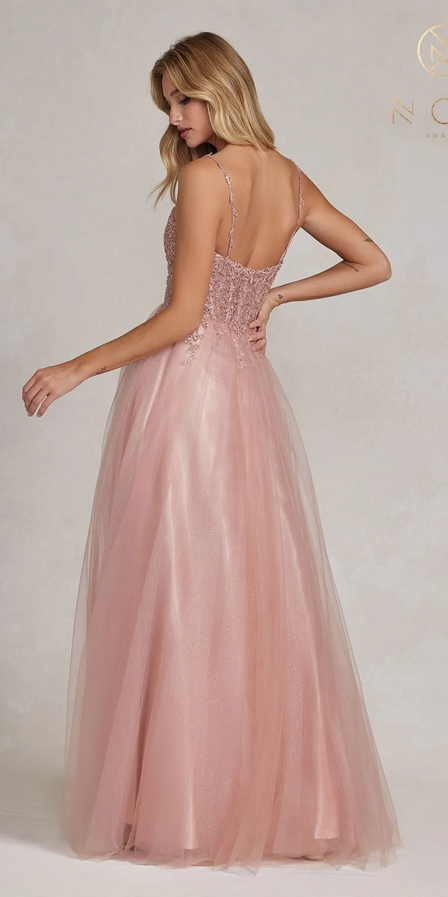 Nox Anabel F1086 Floor Length A-Line Tulle Formal Dress