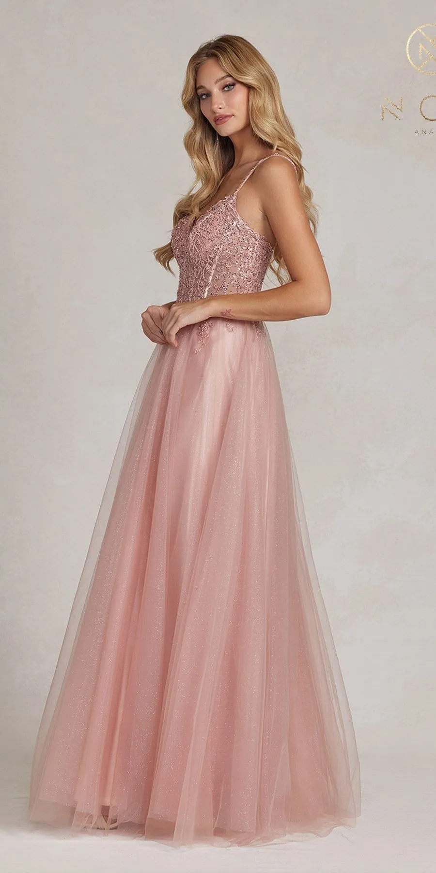 Nox Anabel F1086 Floor Length A-Line Tulle Formal Dress