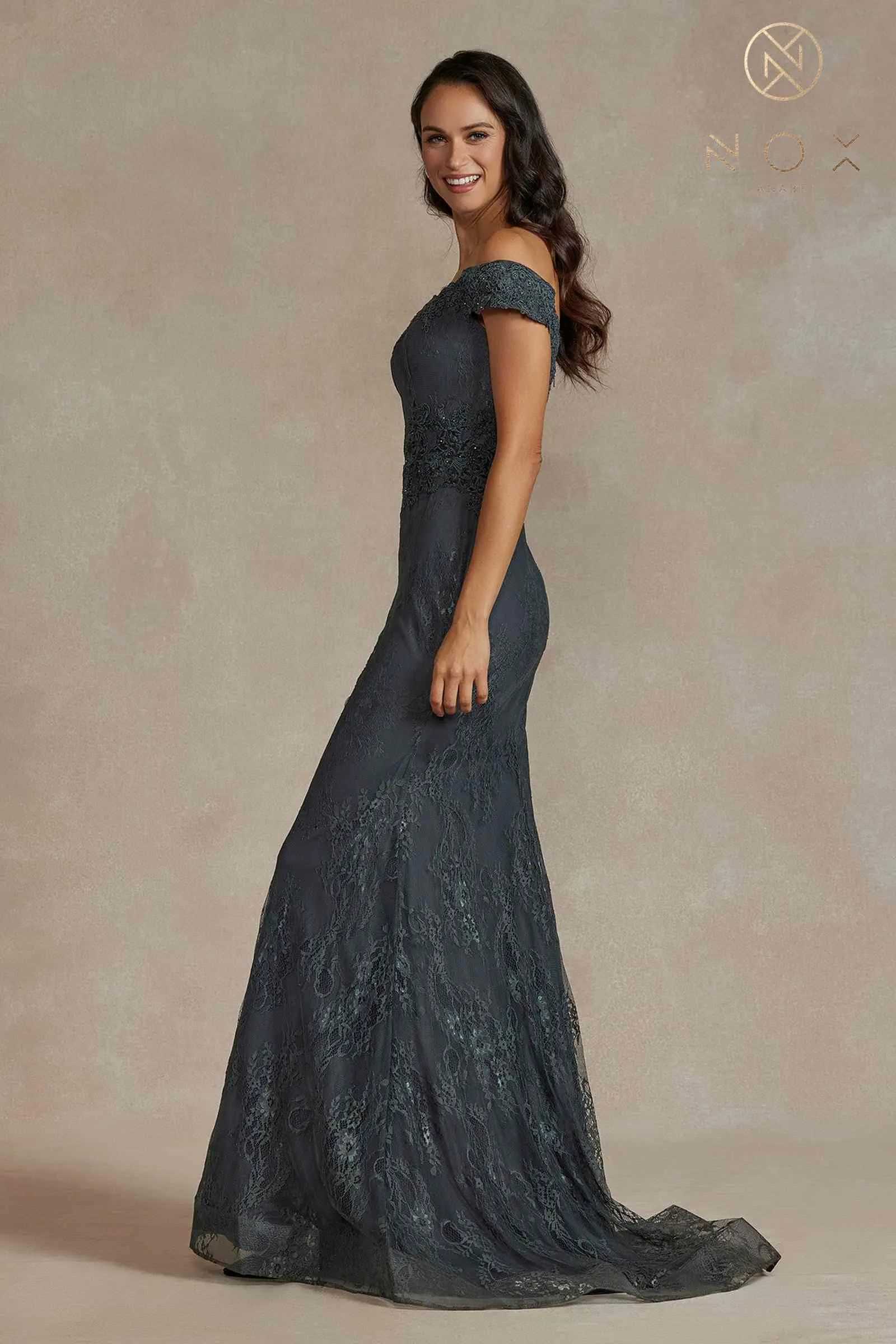 Nox Anabel JQ501 Dress Off-the-Shoulder Mermaid Dress Floral Lace