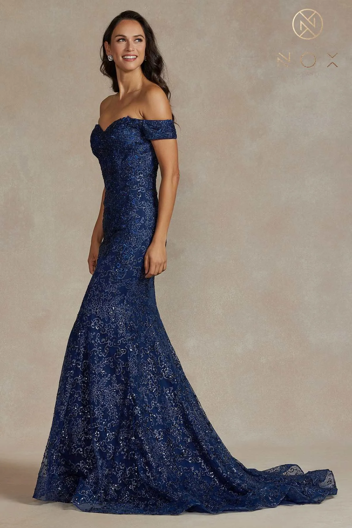Nox Anabel JQ502 Floor Length Off the Shoulder Mermaid Gown
