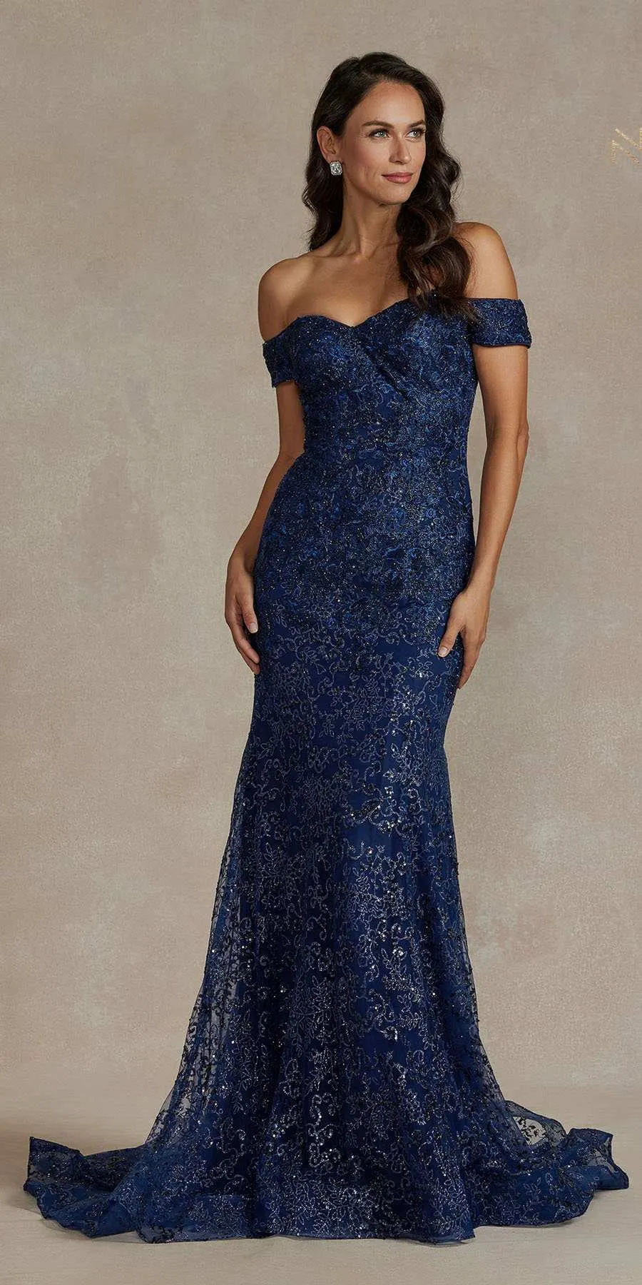 Nox Anabel JQ502 Floor Length Off the Shoulder Mermaid Gown
