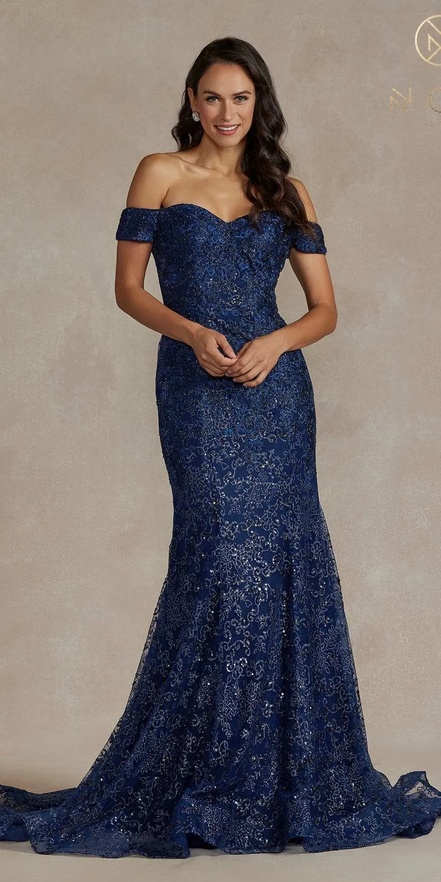 Nox Anabel JQ502 Floor Length Off the Shoulder Mermaid Gown