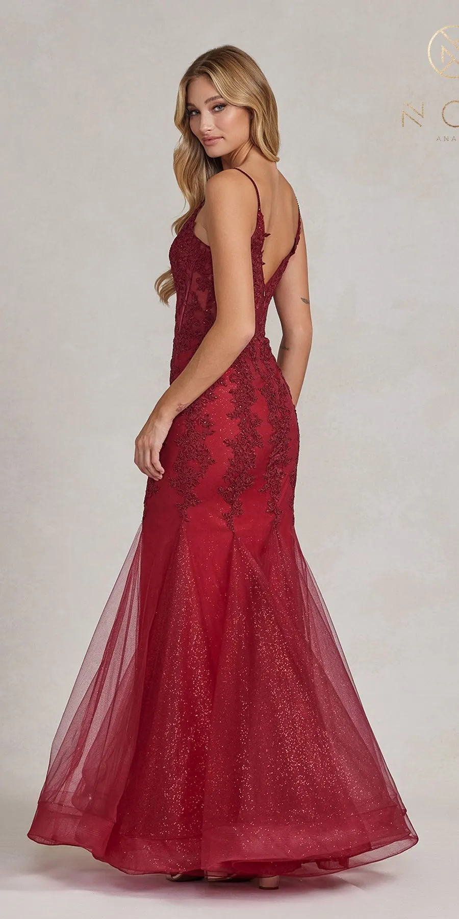 Nox Anabel P1170 Floor Length Mermaid Corset Bodice Gown