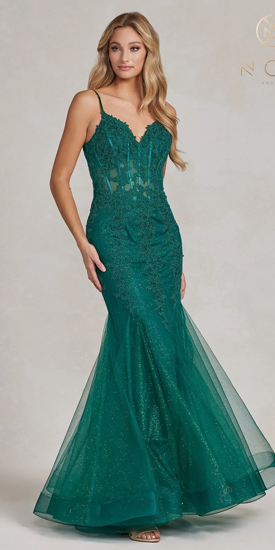 Nox Anabel P1170 Floor Length Mermaid Corset Bodice Gown