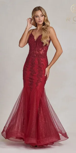 Nox Anabel P1170 Floor Length Mermaid Corset Bodice Gown