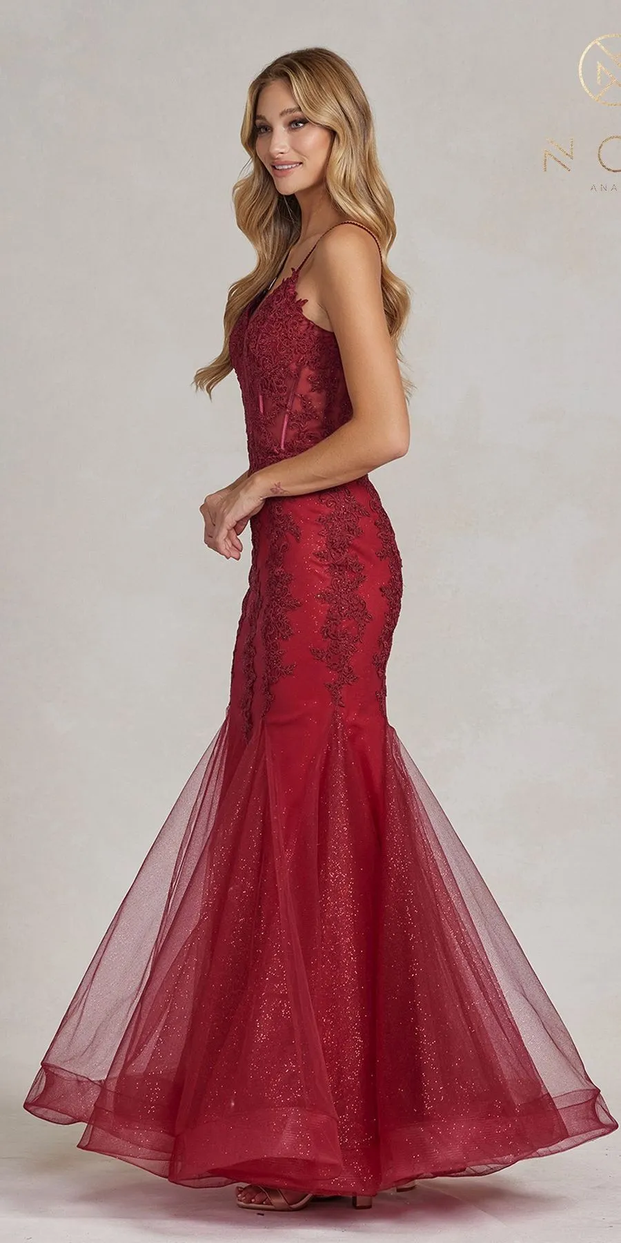 Nox Anabel P1170 Floor Length Mermaid Corset Bodice Gown