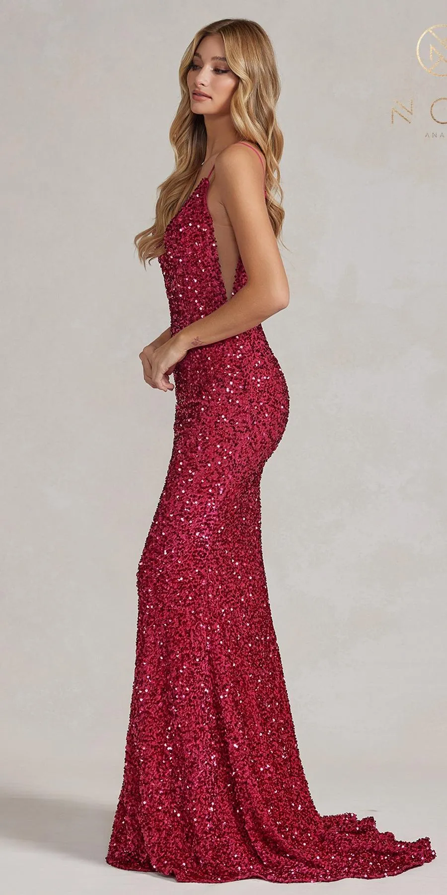 Nox Anabel R1071 Floor Length Sheath Sequin Dress