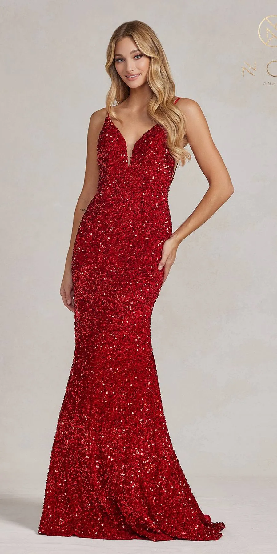 Nox Anabel R1071 Floor Length Sheath Sequin Dress
