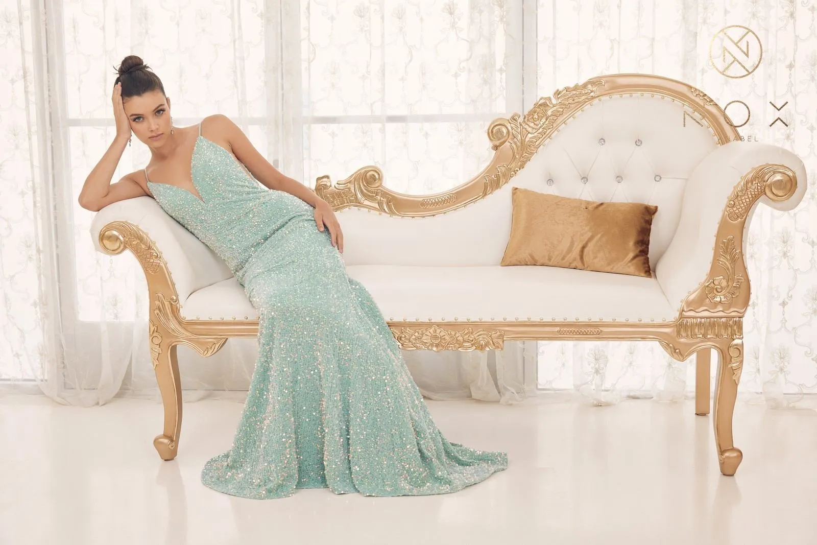 Nox Anabel R1071 Floor Length Sheath Sequin Dress